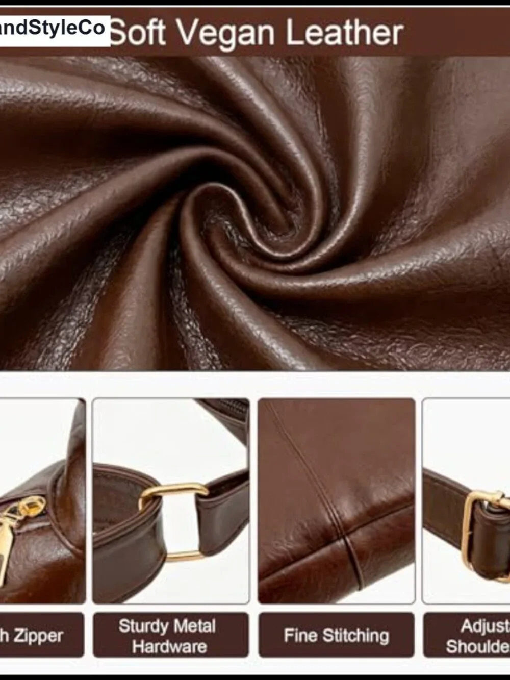 Vegan Leather Slouchy Hobo Shoulder Crossbody Tote Purse Travel Bag